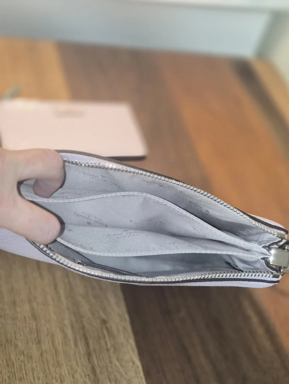 kate spade light lavender pebble leather crossbody with spade emblem